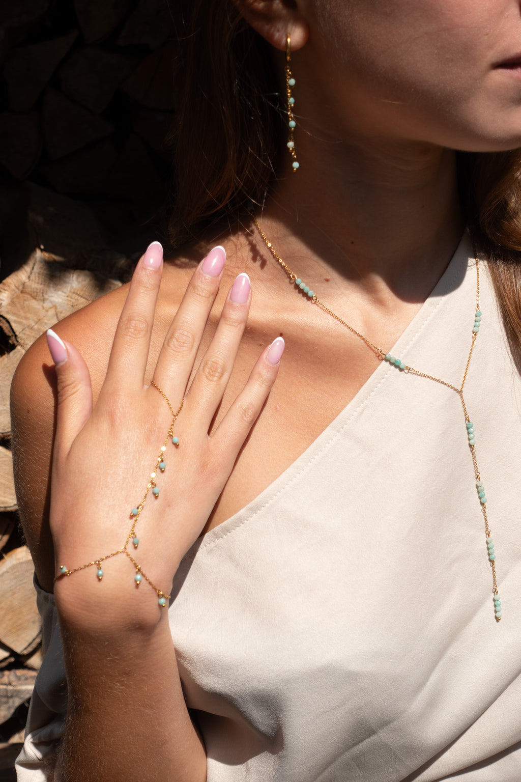 Côte voordeelset turquoise - gold plated